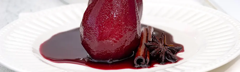 Poached Pears with Elderberry Syrup