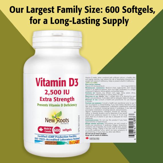 Vitamin D3 2,500 IU Extra Strength (Softgels)