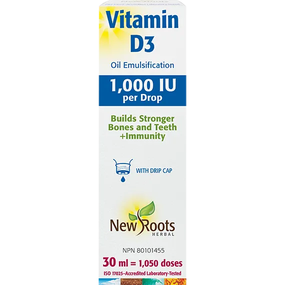 Vitamin D3 (Oil Emulsification) · 1,000 IU per Drop